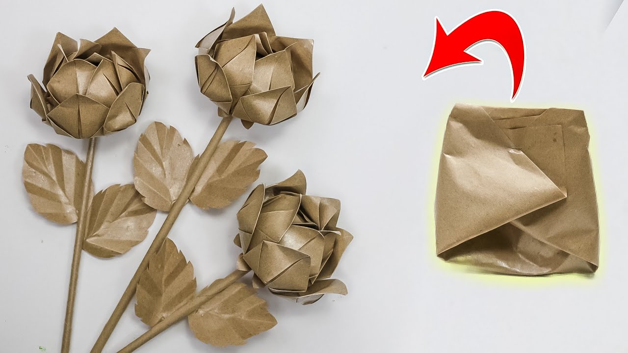 ide kreatif kerajinan dari kertas bungkus nasi untuk membuat bunga mawar | barang bekas