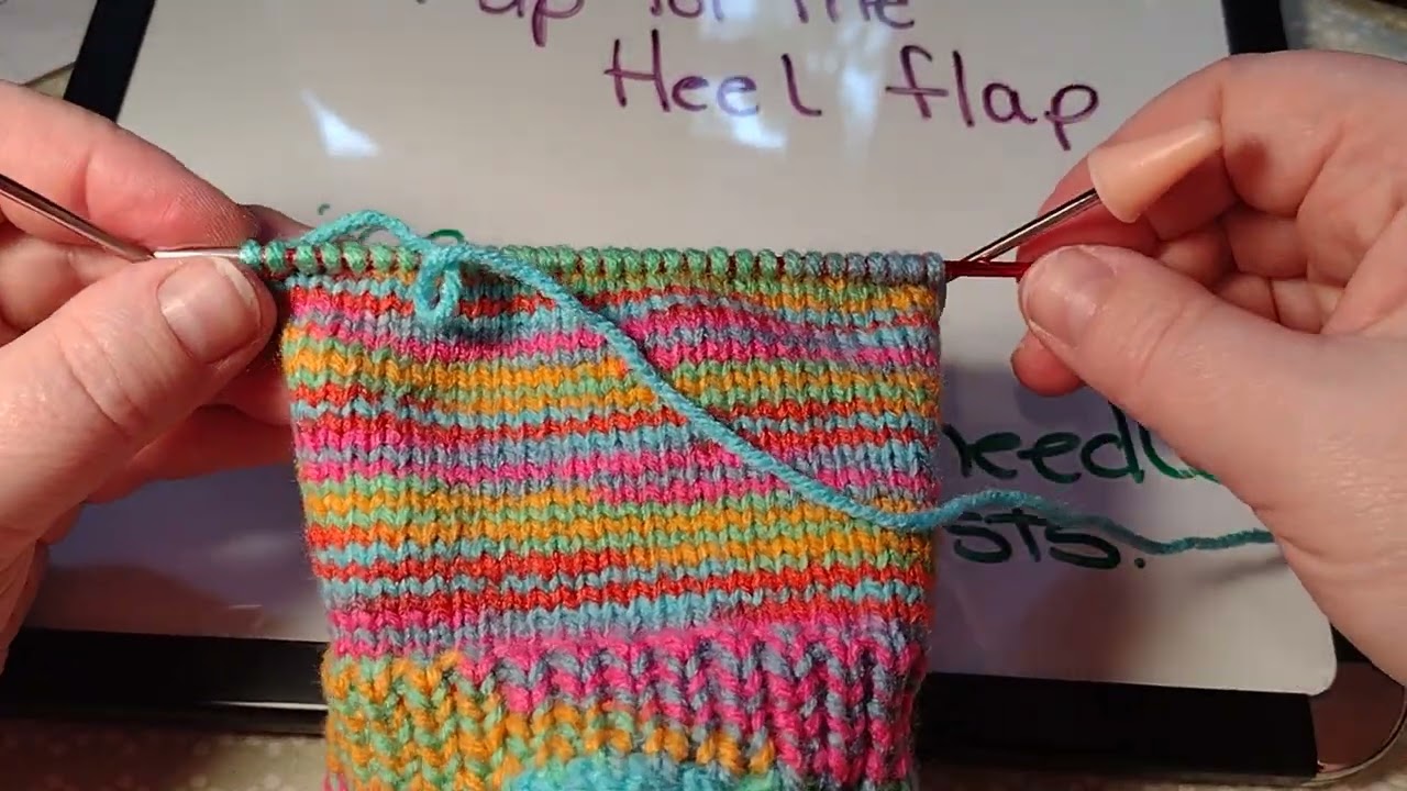 knitting a sock on circular needles set up the heel flap part 2