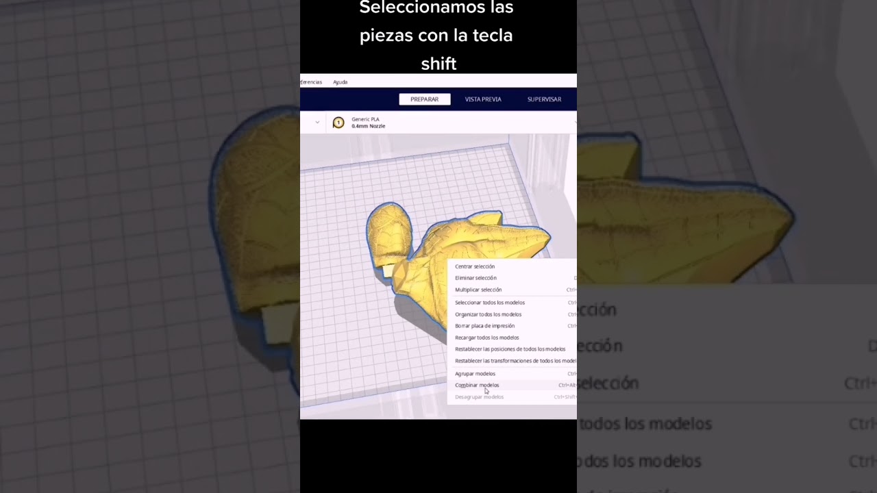Unir modelos en varias partes con Ultimaker Cura 5.0 #impresion3d #print3d #printing3d #tutorial