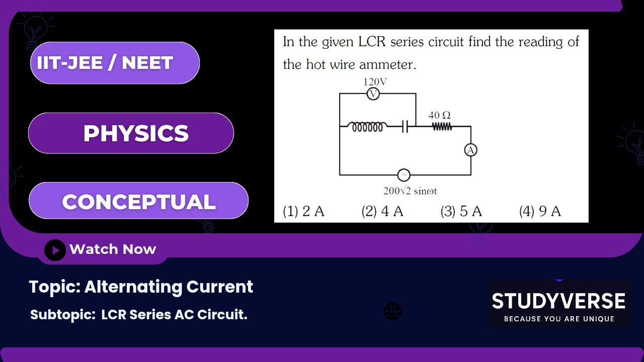 LCR Series Circuit &ndash; Hot Wire Ammeter Reading | Alternating Current | JEE NEET Physics