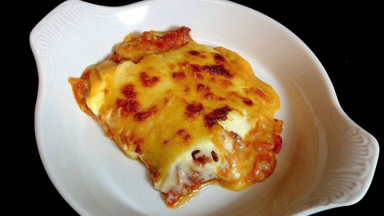 Lasaña de pure de patata, tomate y jamon en la Cooking Chef