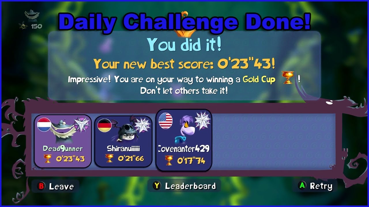 Rayman Legends Daily Challenge and Extreme Challenge #136  - Gold Streak!