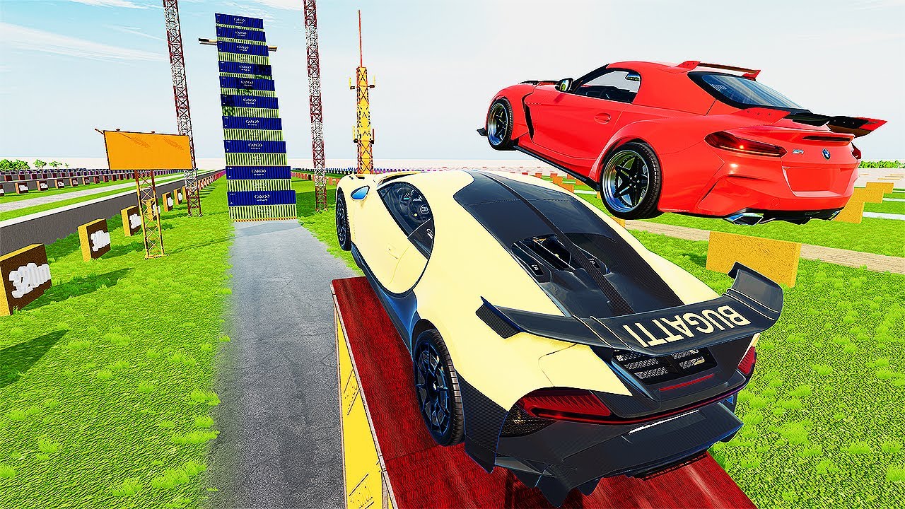 Cars Vs Mega High Container  Jump Test #7 - Speed Sports Car Crash - BeamNG Drive