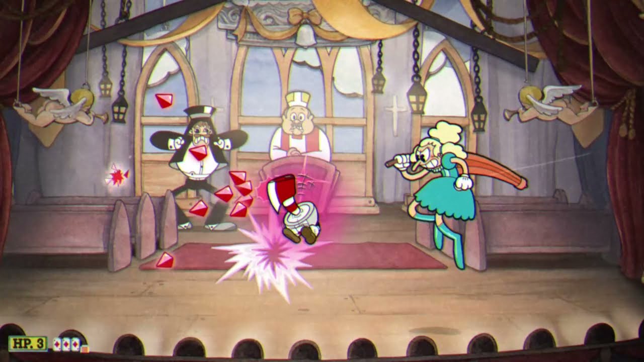 Cuphead, Sally Stageplay fast S-Rank (1:21), speedrun, version 1.2