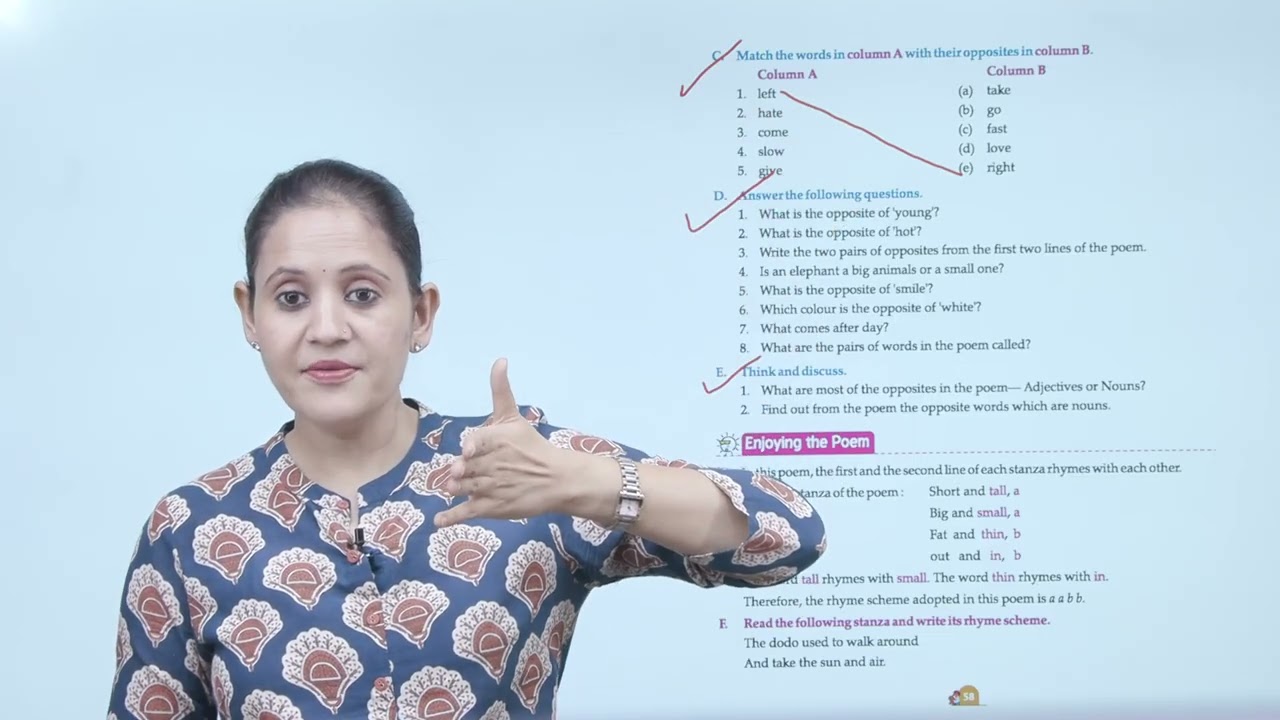 Ch 9 | English | Class 2 | Opposites Make a Poem | For children