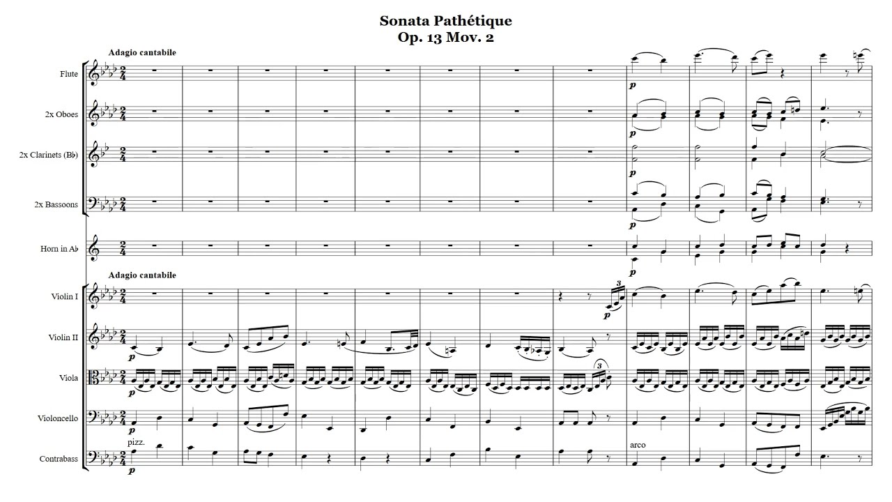 Beethoven - Pathetique Piano Sonata Op. 13 Mov 2 [Arranged for Orchestra]
