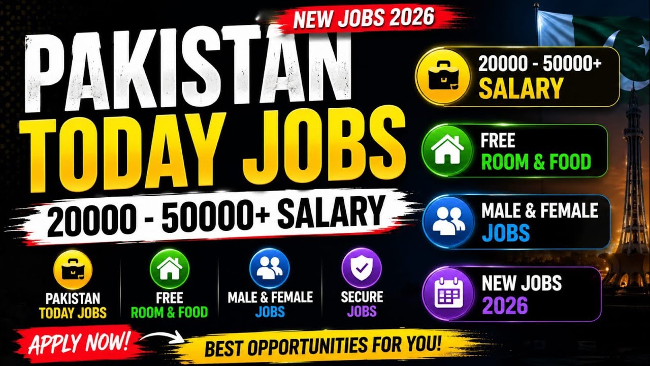 ✅ Pakistan Today Jobs 2026 | Male & Female Jobs | Salary 20,000 to 50,000+ | Free Room & Food