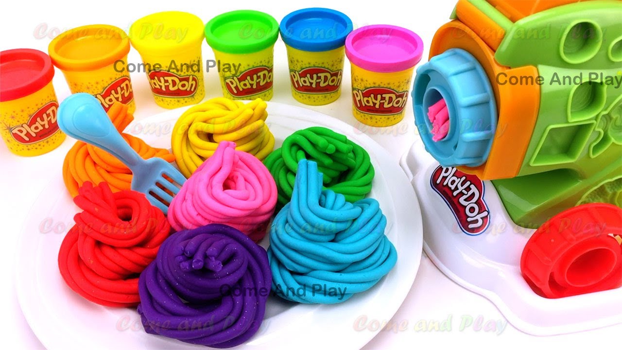 Learn Colors with Play Doh Pasta Machine Making Spaghetti and Surprise Toys