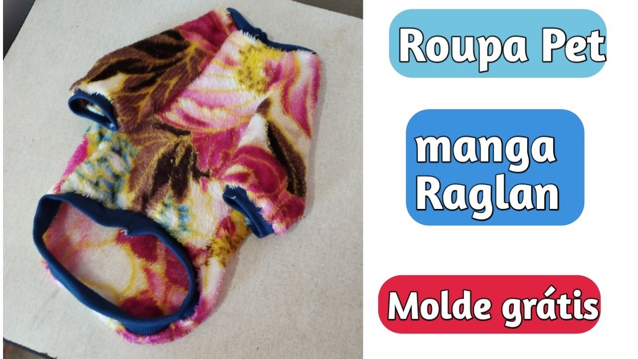 Roupa para o frio Pet com manga Raglan (Molde grátis)