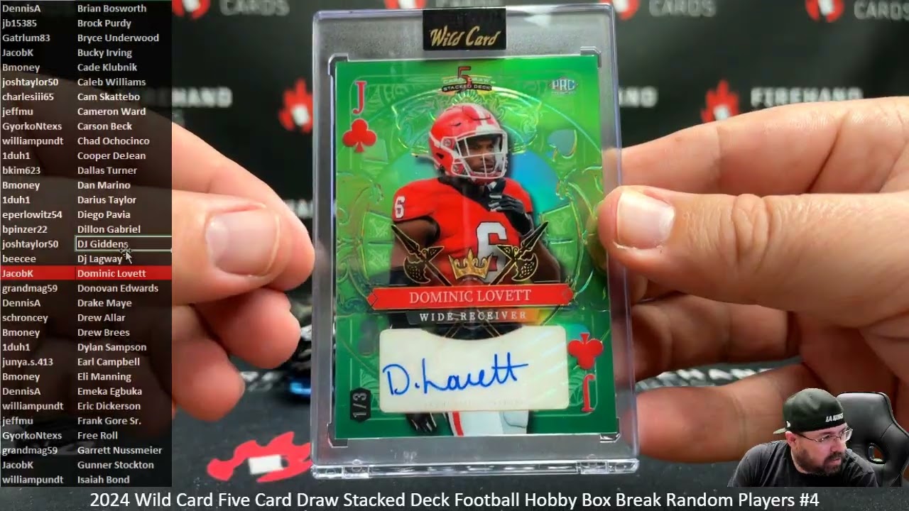 14.03.2026 2024 Wild Card Five Card Draw Stacked Deck Football Hobby Box Break Random Players #4