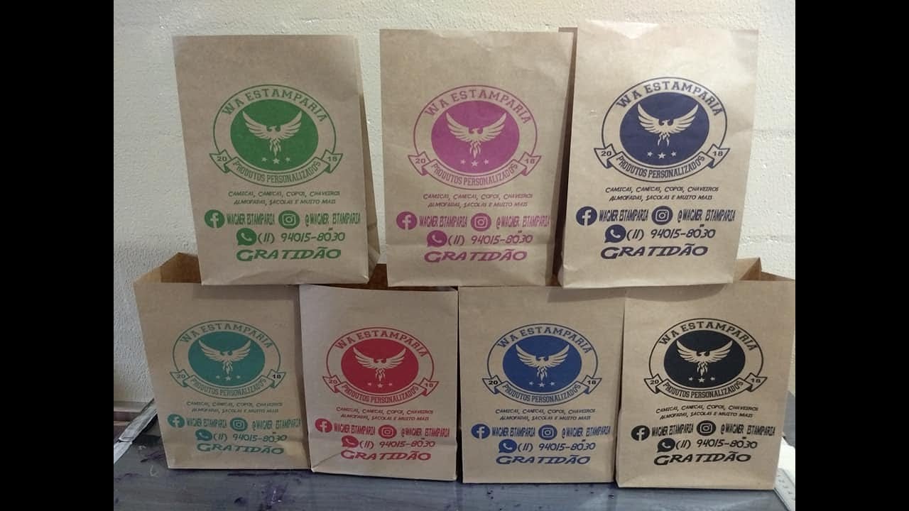 Como Fazer Sacola Kraft Personalizada Com Sua Marca - impressão direto - DIY passo a passo