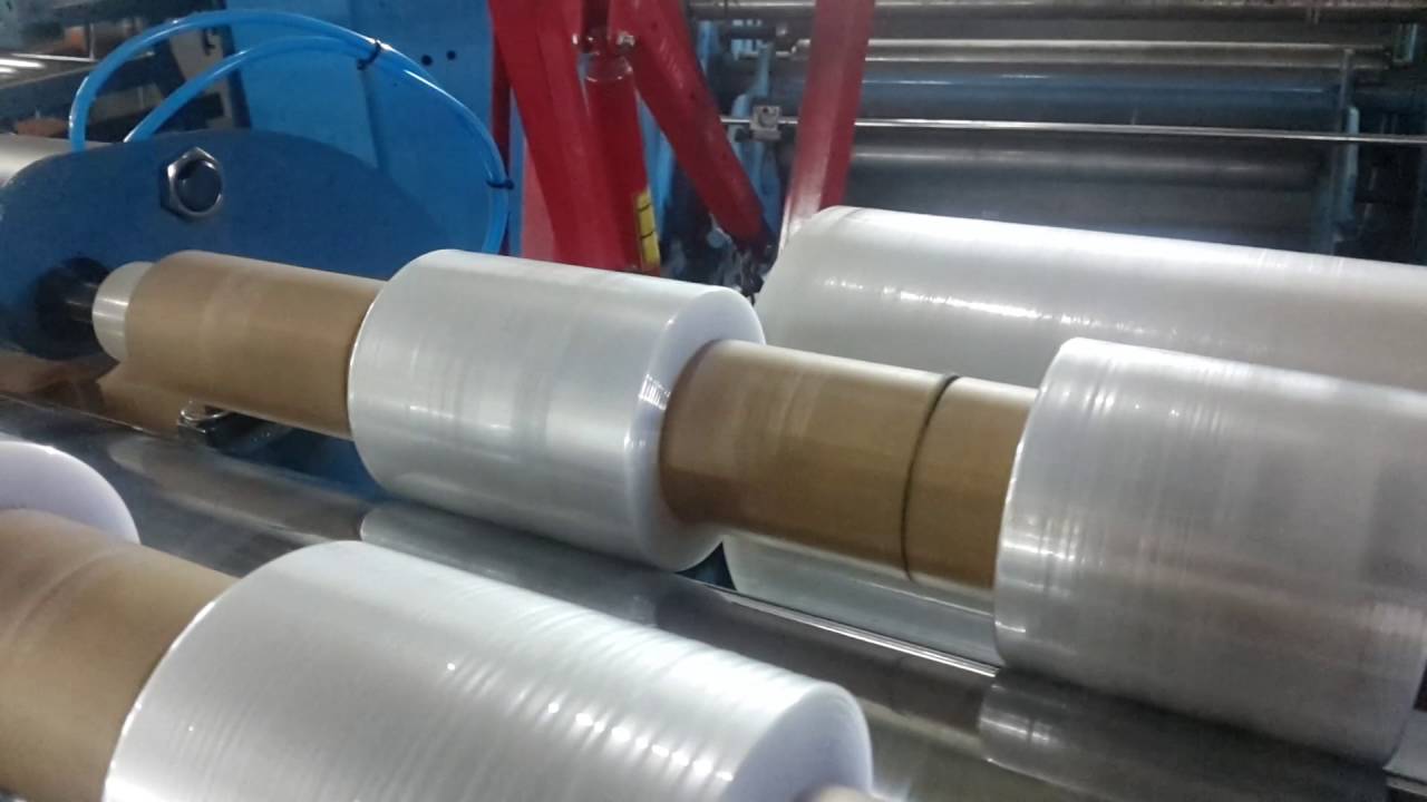 Rebobinadora y corte de film stretch 10 cm