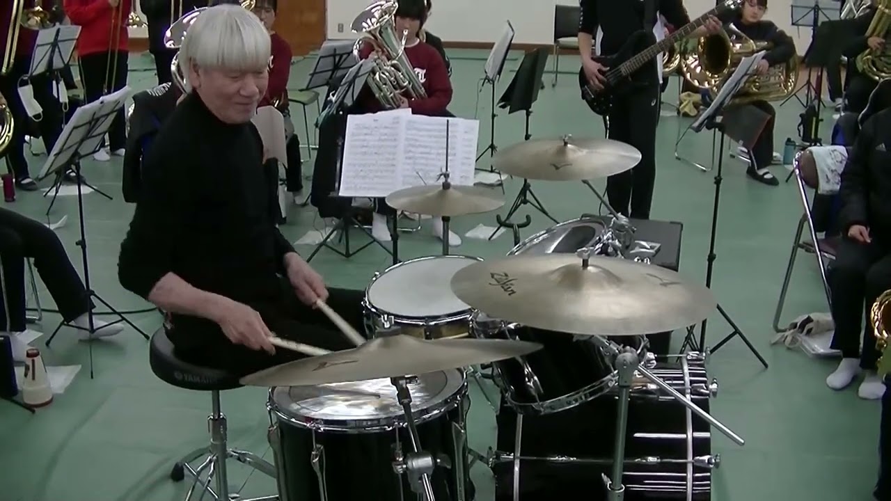 京都橘高校にてリハーサル🎵阿野次男（Drums）