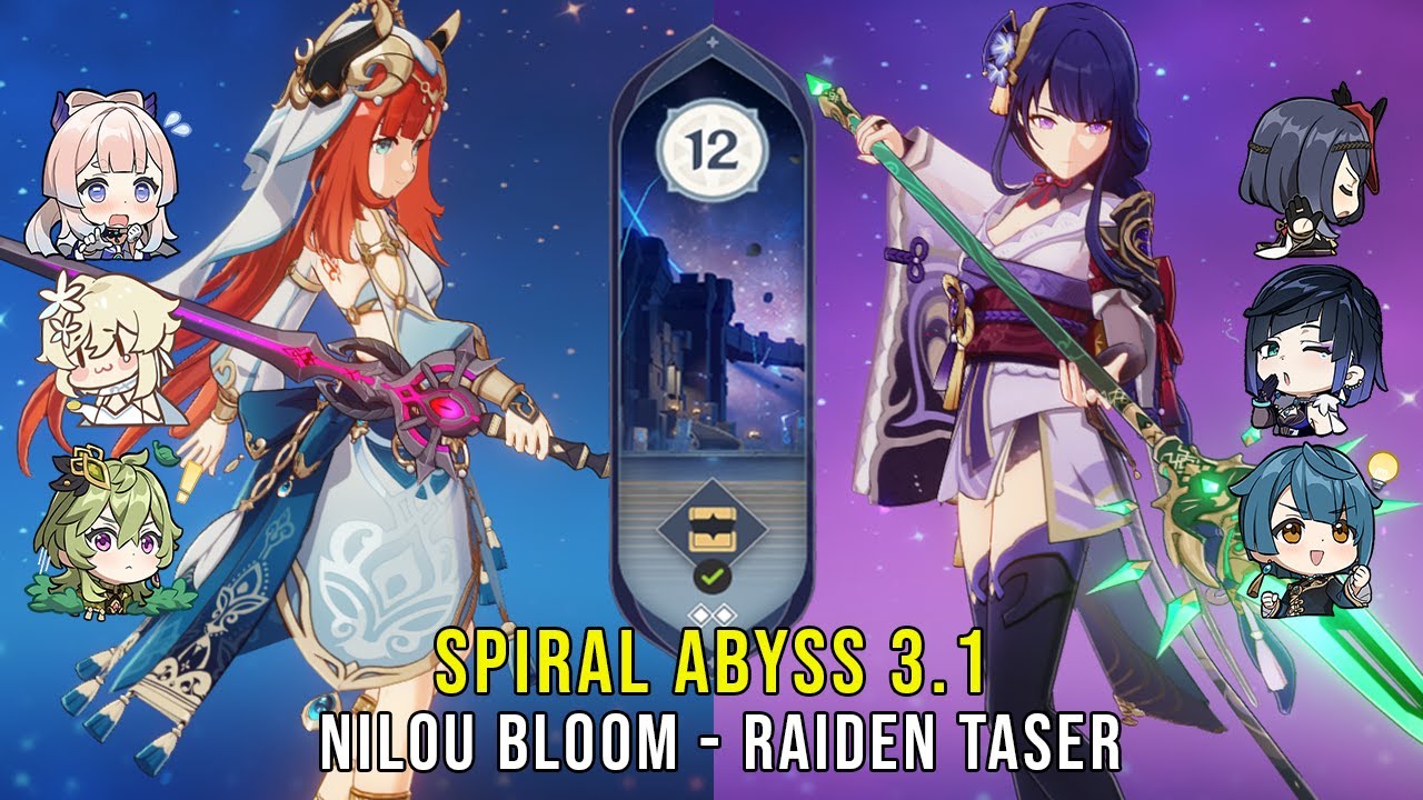 C0 Nilou Bloom and C0 Raiden Taser - Genshin Impact Abyss 3.1 - Floor 12 9 Stars