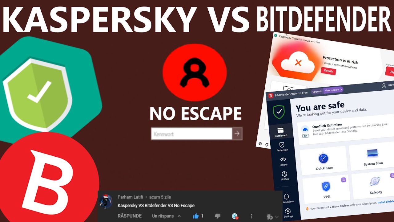 Kaspersky VS BitDefender Antivirus VS NoEscape Virus!