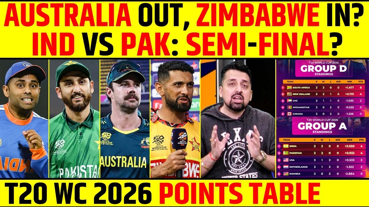 AUSTRALIA OUT, ZIMBABWE IN? INDIA VS PAKISTAN: SEMI-FINAL? T20 WC POINTS TABLE #indvspak #semifinal