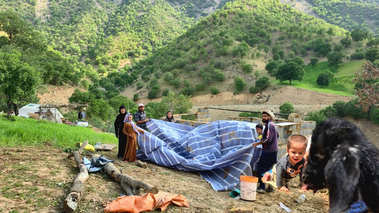 Building a Shelter in Zagros Mountains | Nomad Family Survival Story 🏔️🔥
