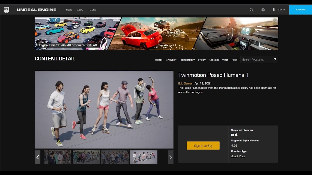 Видеоруководство — Импорт пакета Posed Humans в Unreal Engine, анимированные и статичные люди в T...