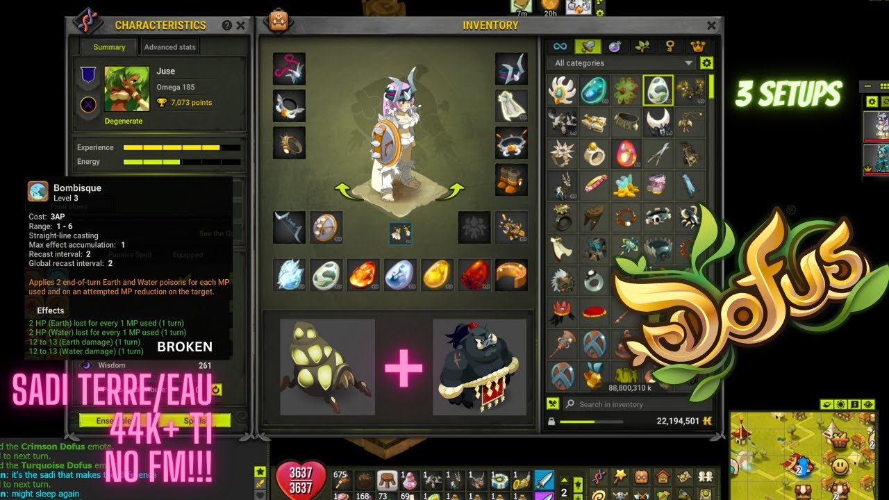 Crustorgnole + Musculard Sadi Terre/Eau BROKEN 44k+ TOUR 1 ROX NO FM - Temporis Osatopia 2 [DOFUS]