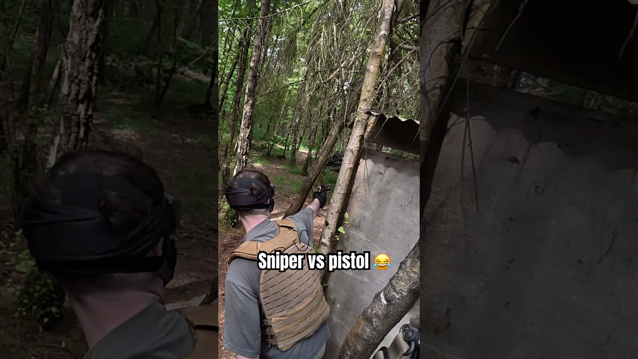 Sniper vs pistol 😂 #airsoft #airsoftgun #milsim