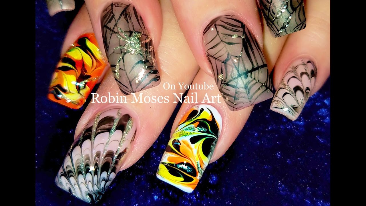 DIY Halloween Nails | 2 Spiderweb Designs | Drag Marble & Matte Webs Nail Art
