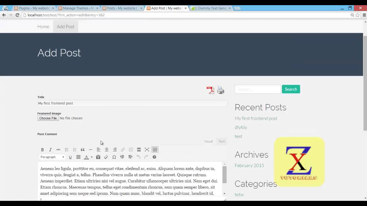 Frontend Post Management (Add, edit posts) with WordPress