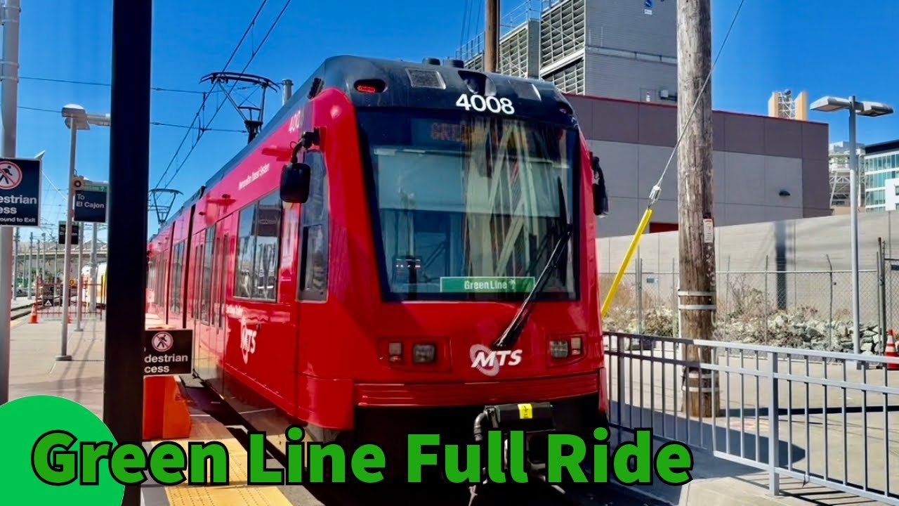 San Diego MTS Green Line Trolley Full Ride - El Cajon to Downtown San Diego | 4K HD