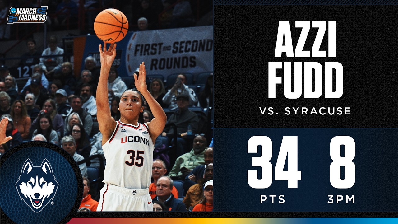 UConn's Azzi Fudd drops 34 points with 8 three-pointers in second round win