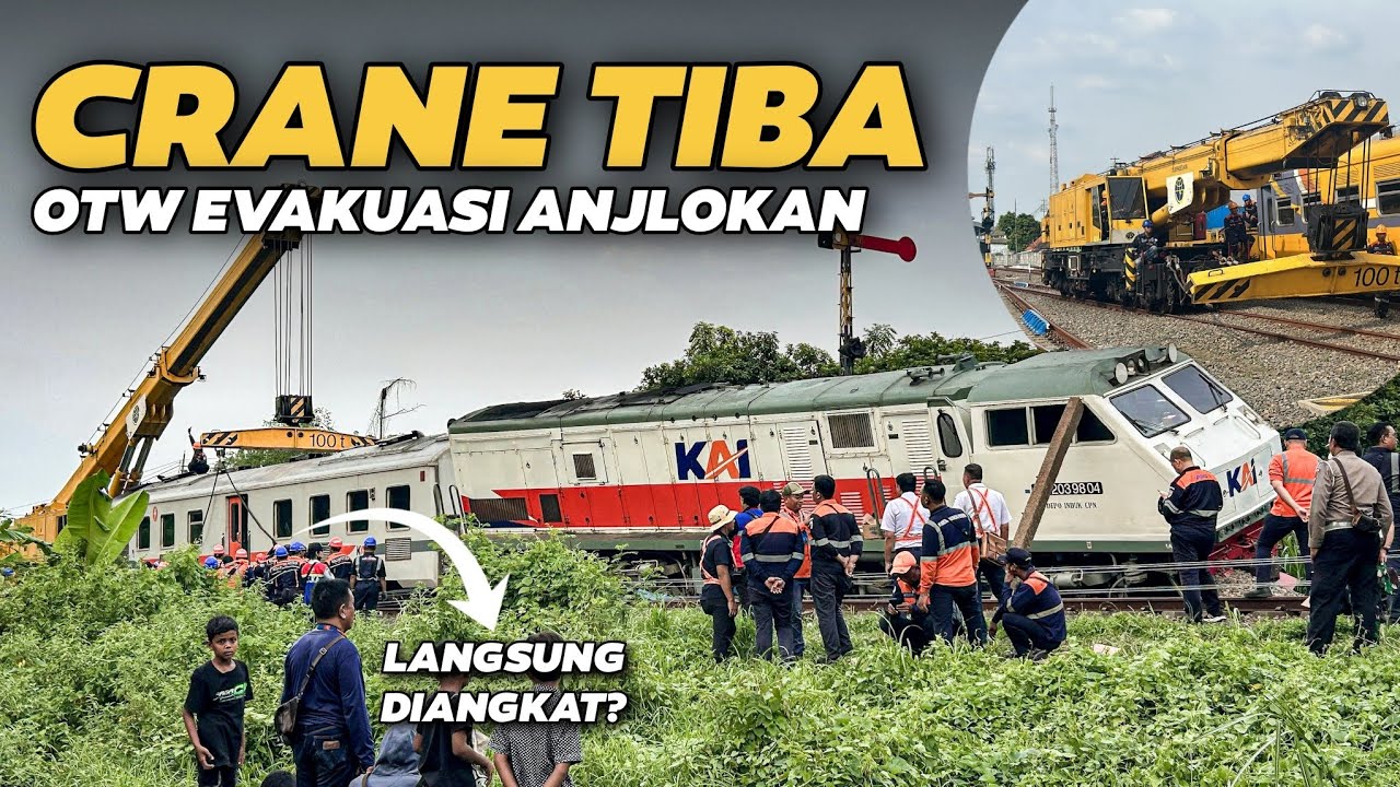 BANTUAN DARI SOLO TIBA‼️ CRANE KIROW SIAP EVAKUASI LOKOMOTIF & PEMBANGKIT KA PANDALUNGAN YANG ANJLOK