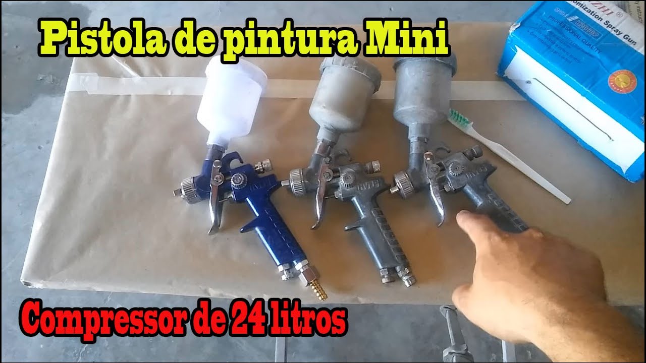 Pistola de pintura mini vs Compressor de 24 litros! Dicas aplicação de poliester