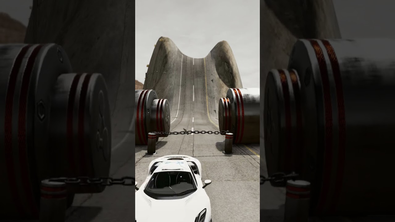 Car vs bollard Chain Crash &ndash; BeamNG.drive #beamngcrashes #shortsfeed  #shortvideo #shorts