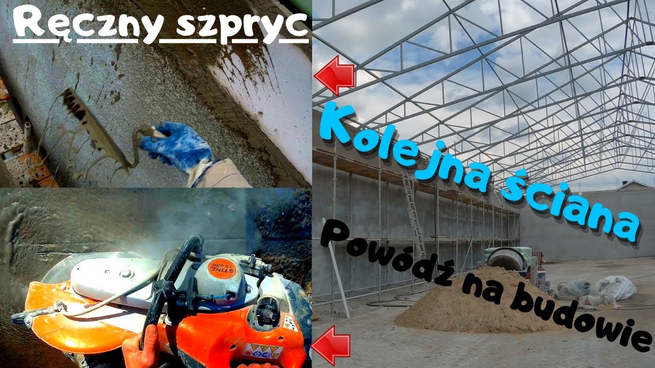 Budowa hali.Tynkowania ciąg dalszy.Obmur&oacute;wka.Zalana budowa