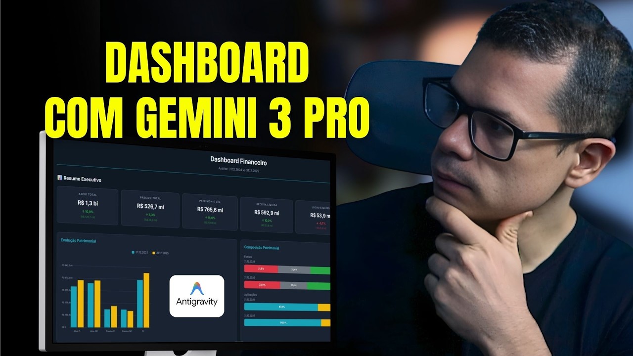 O GEMINI 3 PRO FEZ MEU DASHBOARD NO ANTIGRAVITY [GRÁTIS]