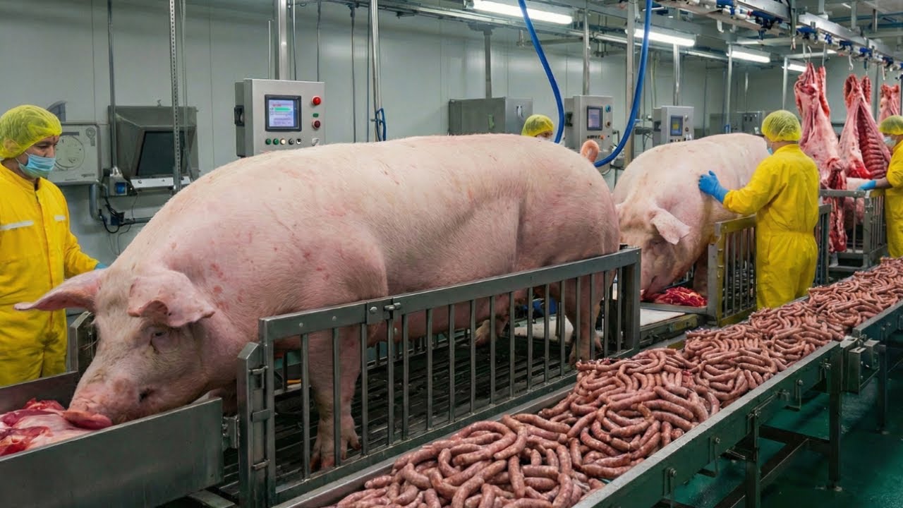 Inside a Pork Processing Factory, From Farm to Sausages and Ham