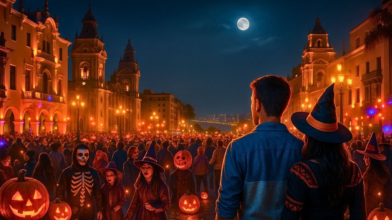 Halloween Lima Peru 2025 🎃 | Downtown Lima, Miraflores, Plaza Norte, and the Magic Water Circuit 4K