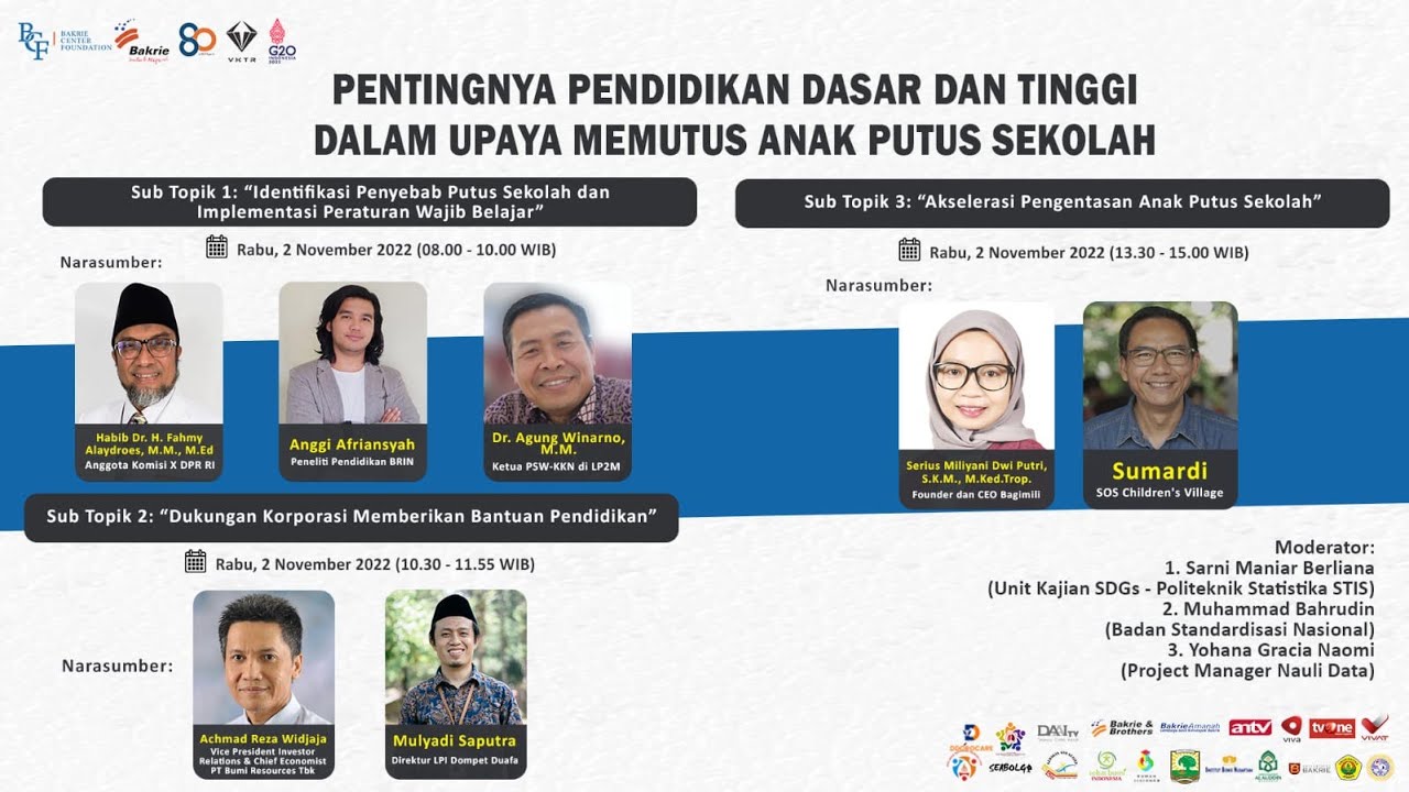 Live Streaming Webinar: Pentingnya Pendidikan Dasar & Tinggi dalam Upaya Memutus Anak Putus Sekolah