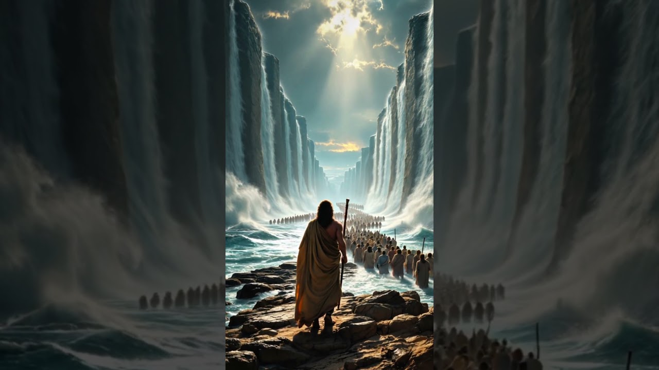 Mo&iuml;se et ses disciples traversant la mer Rouge #cinematic #motivation #production#histoire#legende