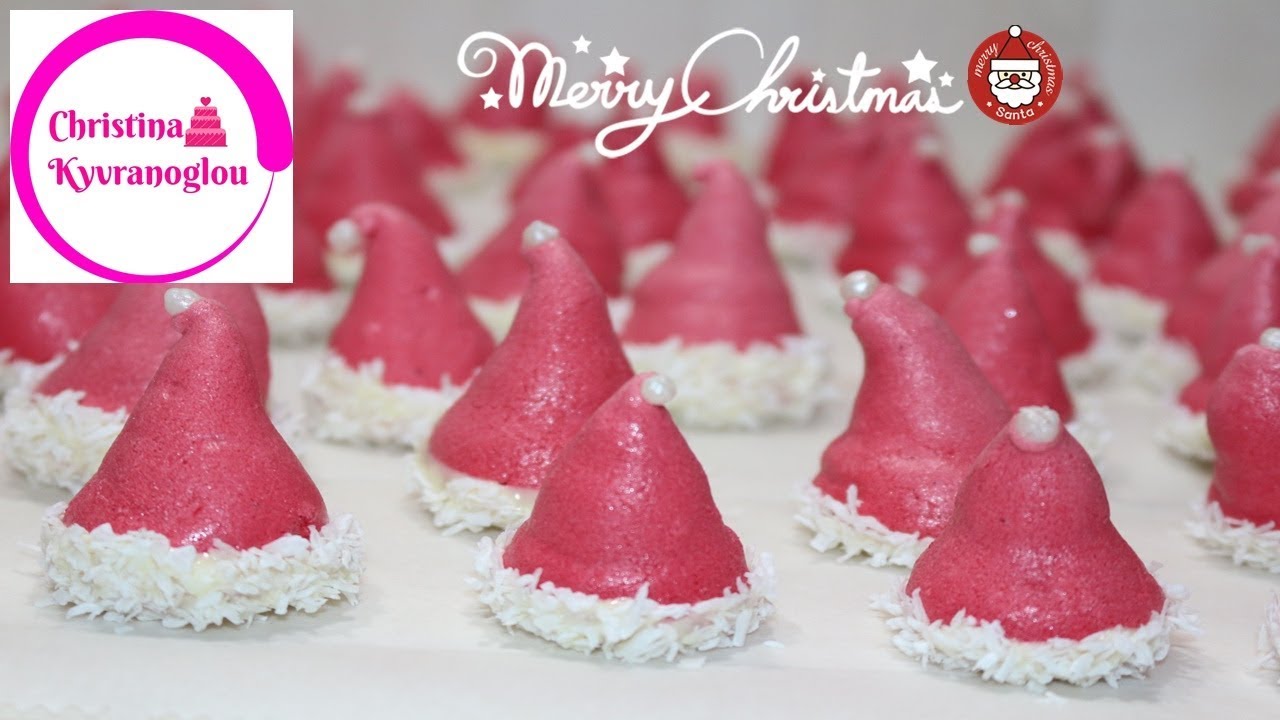Baiser Nikolaus Hut / Baiser pl&auml;tzchen / Baiser Santas / Merengue rezept