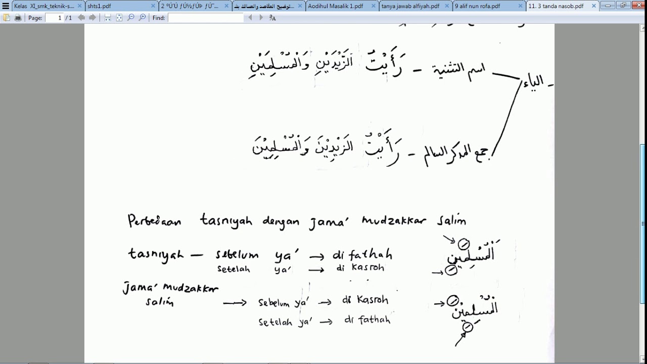 Ngaji Kitab Jurumiyah Bagian 11 Tanda Nasob; Alif Kasroh dan Ya