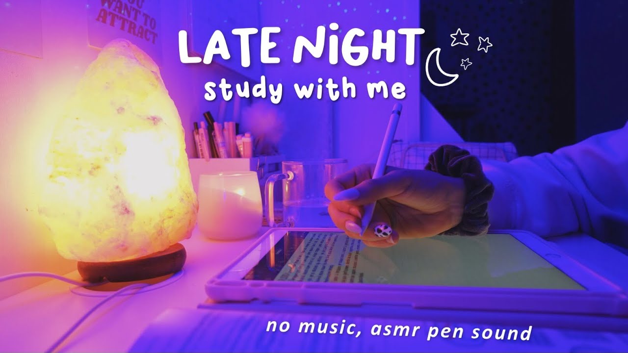 LATE NIGHT study with me | apple pencil writing ASMR, no music, with timer 📖🕊