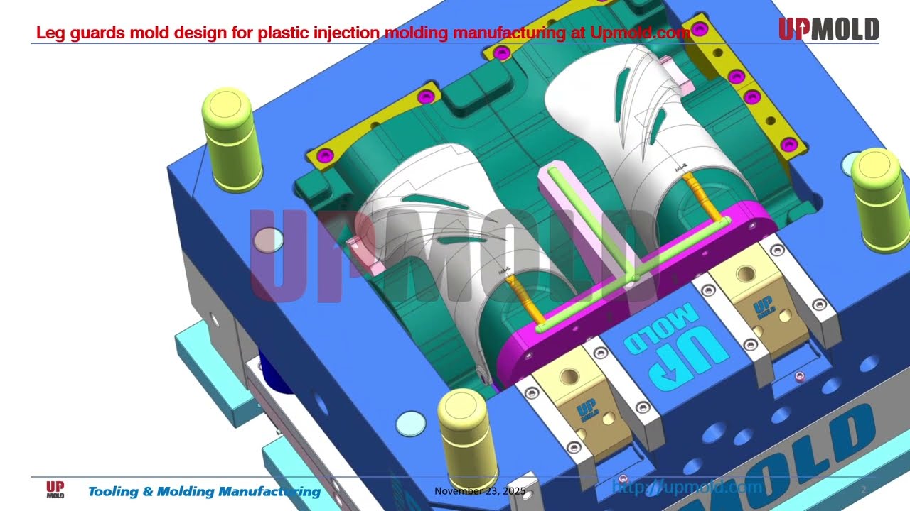 Leg guards mold design for plastic injection molding manufacturing at Upmold.com
