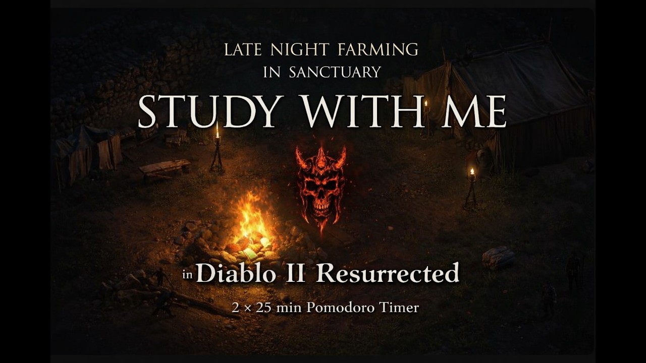 Study With Me in Diablo 2 Resurrected | 2×25 Pomodoro | FULL Zone Clears