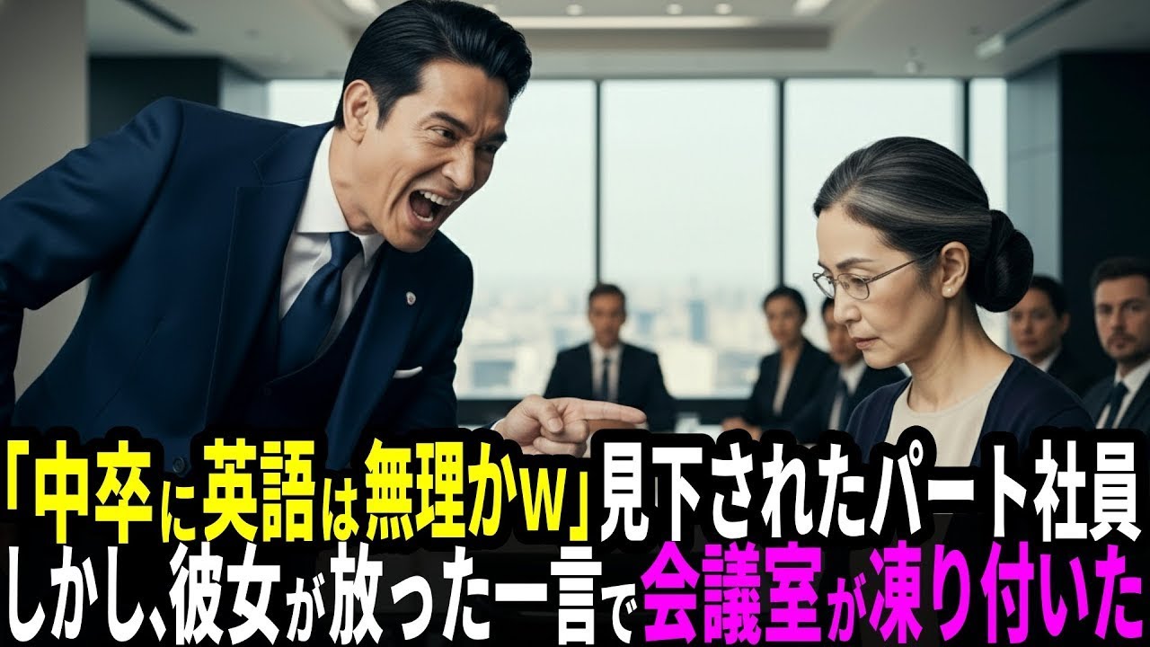 「中卒のおばさんに英語は無理かw」エリート部長に見下されたパート社員。しかし、彼女の一言で会議室が凍り付いた