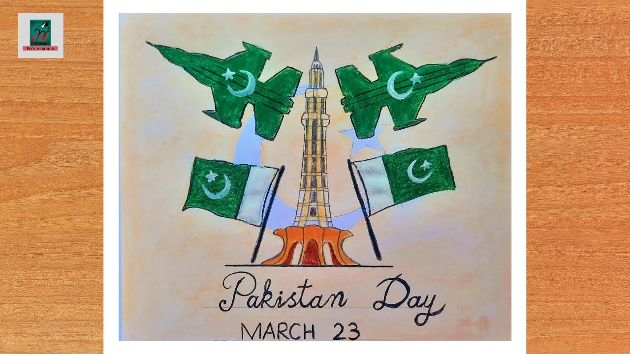 Pakistan day drawing/Pakistan Resolution Day drawing/23rd March Pakistan day drawing