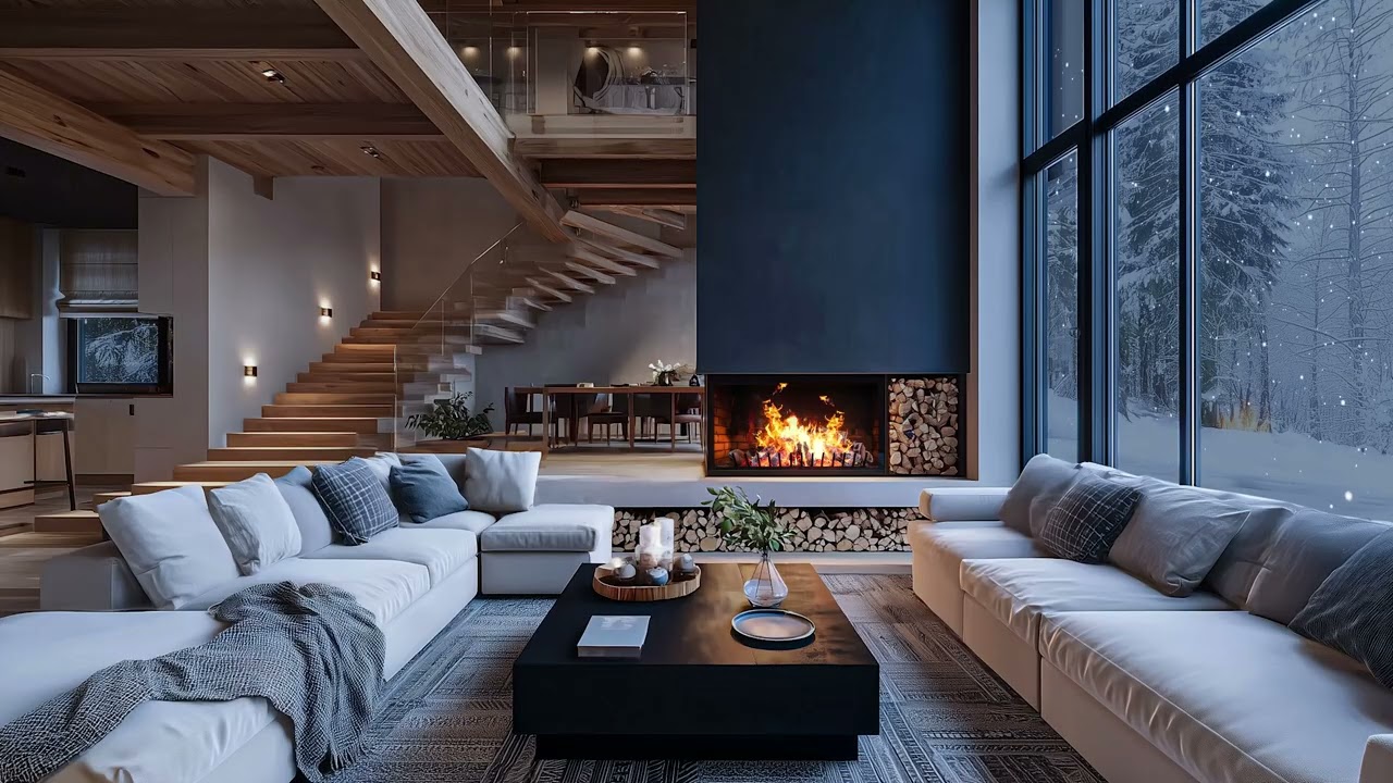 Study Piano Fireplace Relaxing Music With Cozy Crackling Fire Focus