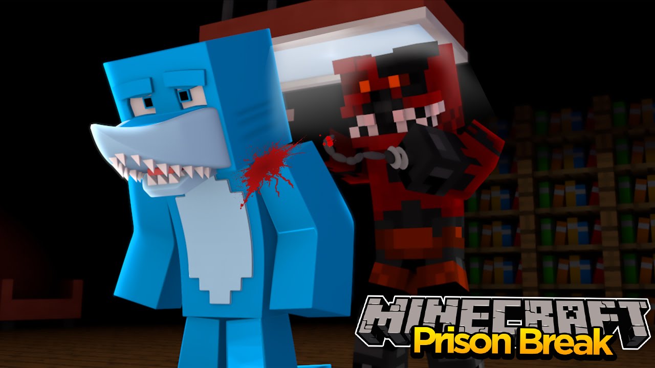 Minecraft PRISON BREAK - FIVE NIGHTS AT FREDDY'S, SCUBA STEVE KILLS SHARKY!!??