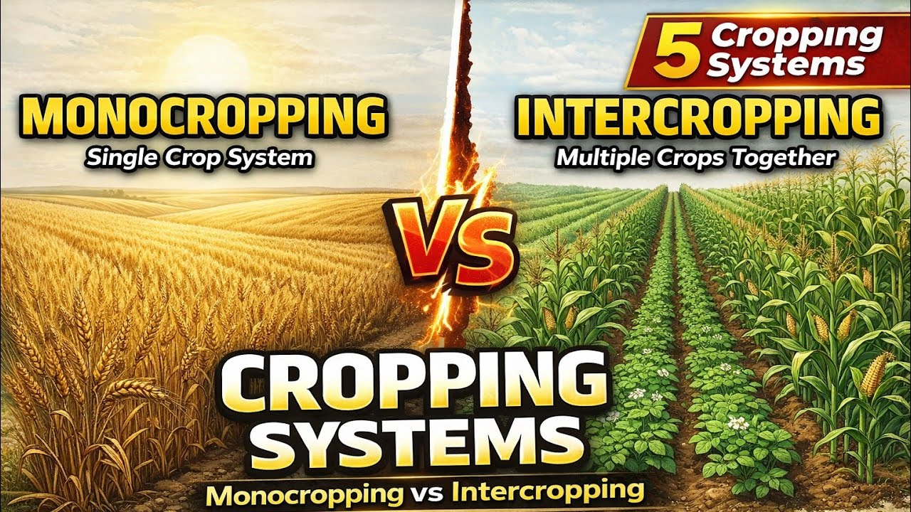 Cropping Systems in Agriculture Explained | Monocropping, Intercropping, Mixed & Relay Cropping | 