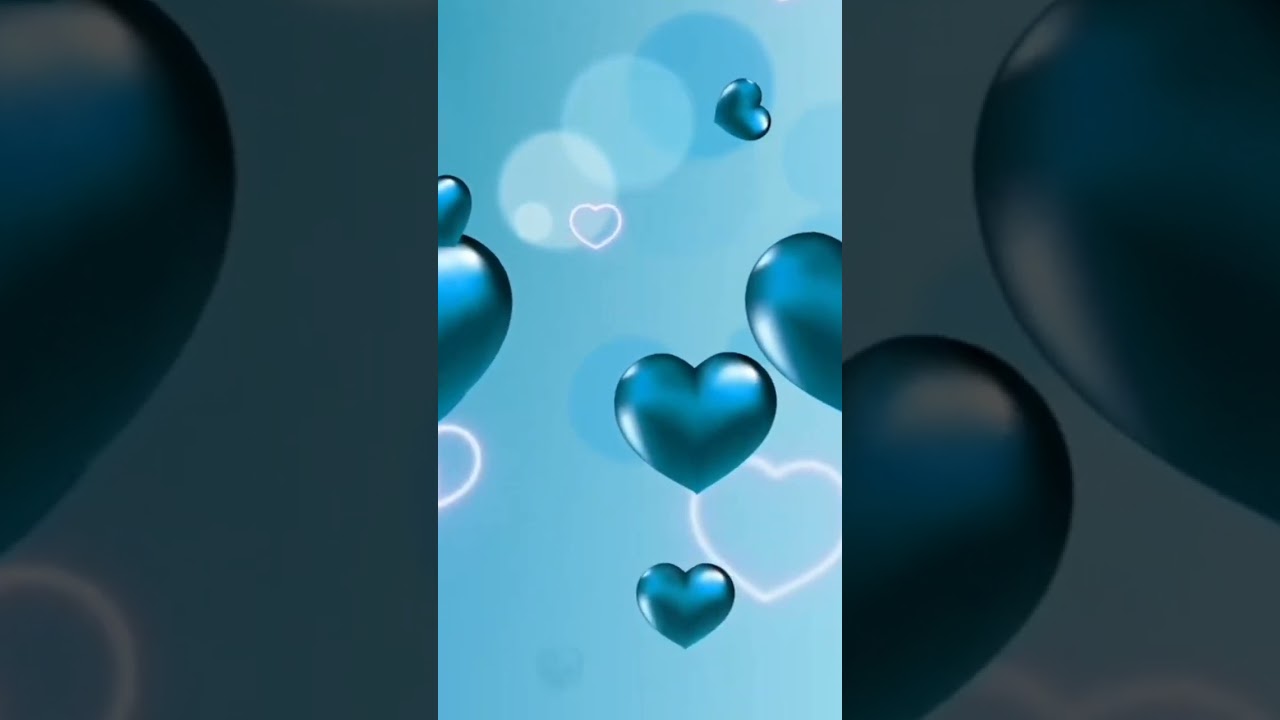 Beautiful Heart Background Video| Floating Cyan Heart Video Background| Copyright Free Stock #shorts