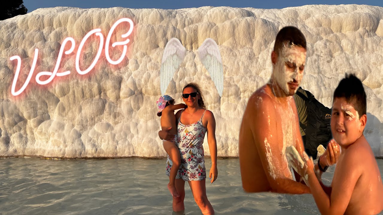 PAMUKKALE VLOG | KİL MASKESİ YAPTIK | TRAVERTENLERDE MAHSUR KALDIM HİERAPOLİS KENTİ  #pamukkale
