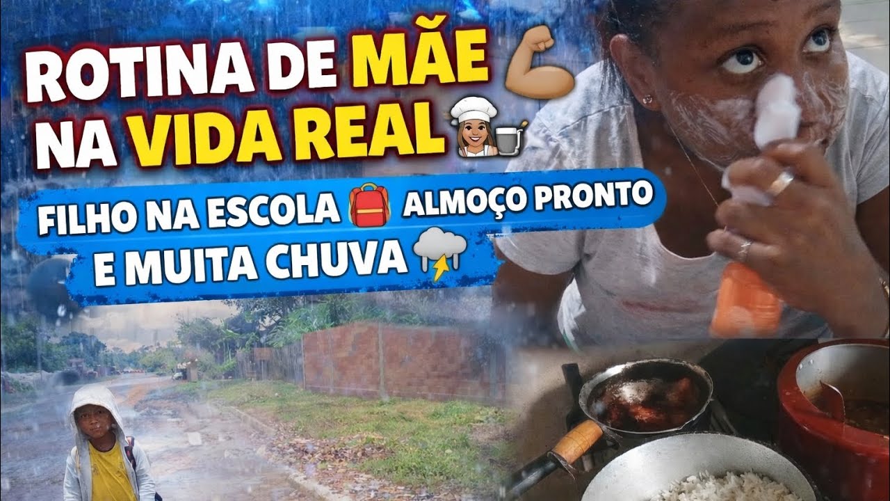 ROTINA SIMPLES E REAL 🏠💛 FILHO NA ESCOLA 🎒 PANELAS NO FOGO 🍲 E TEMPORAL 🌧️⚡